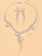 Sparkling Pearl Drop Crystal Necklace Set MSE00137