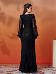 Black Lace Split Elegant Prom Dress GM00704