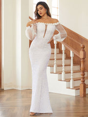 Puff Sleeves Strapless Evening Dress JMT1118