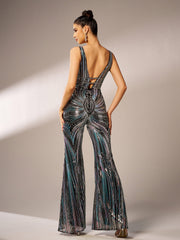 Sleeveless Cutout Sequin Jumpsuits DH80219