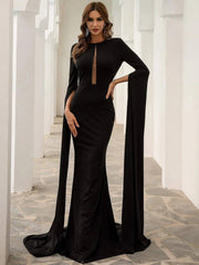 Cutout Cape Sleeve Mermaid Formal Dress M0924