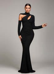 Sexy Cut-out Black Mermaid Evening Dress RH30715