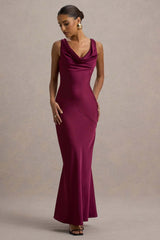 Elegant Cowl Neck Satin Mermaid Formal Evening Dress