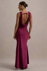 Elegant Cowl Neck Satin Mermaid Formal Evening Dress