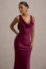 Elegant Cowl Neck Satin Mermaid Formal Evening Dress