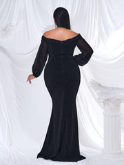Plus Off Shoulder Mermaid Maxi Dress PRH30667