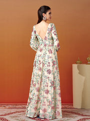 V-Neck Backless Tulle Apricot Prom Dress RJ10789