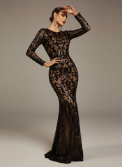 Long Sleeve Sequin Formal Dress FT8578