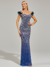 Off Shoulder Feather Mermaid Dress RH30185