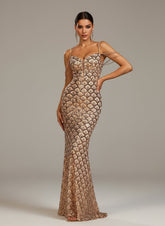 Glam Sequin Spaghetti Strap Formal Dress GM90156