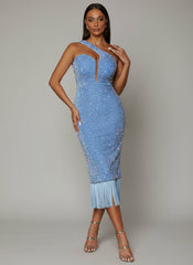 One Shoulder Fringed Midi Dress M02182