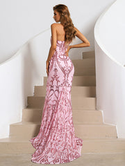 Strapless Mermaid Sequin Maxi Dress XH1342