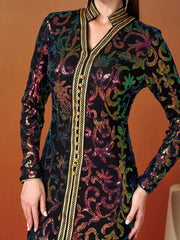 Long Sleeve Mermaid Sequin Maxi Dress MES00427