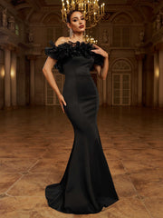 Off Shoulder Ruffled Mermaid Evening Dress GM00924