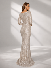 Long Sleeve Sequin Mermaid Dress RA60033