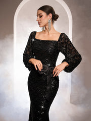Square Neck Sequin Mermaid Formal Dress GM0109