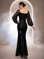 Square Neck Sequin Mermaid Formal Dress GM0109
