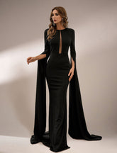 Cutout Cape Sleeve Mermaid Formal Dress M0924