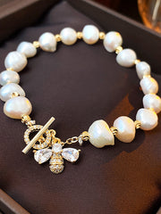 Pearl Zircon Bee Charm Bracelet MBS0131