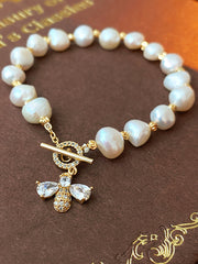 Pearl Zircon Bee Charm Bracelet MBS0131