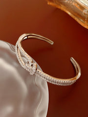 Crossed Zircon Open Cuff Bangle MBS0139