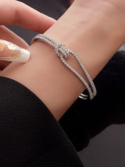 Crossed Zircon Open Cuff Bangle MBS0139