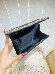 Black Velvet Crystal Wave Clutch MNBF132