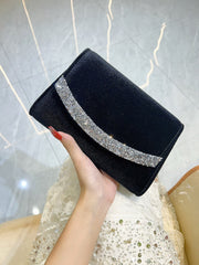 Black Velvet Crystal Wave Clutch MNBF132