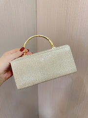 Diagonal Ribbed Pearl Embellishment Clutch MNBF140