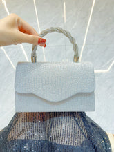 Glitter Textured Clutch with Crystal Top Handle MNBF141
