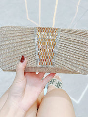 Pleated Crystal Bead Clutch MNBF142