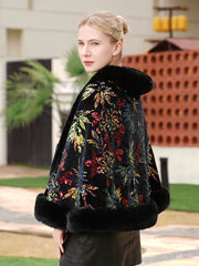 Leaf Sequin Faux Fur Coat MSF032