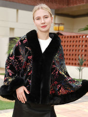 Leaf Sequin Faux Fur Coat MSF032