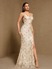 Lace-up Sequin Floral Cocktail Dress XF251366