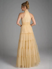 Elegant Tiered Tulle A-Line Maxi Evening Dress XF251369