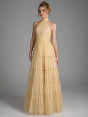 Elegant Tiered Tulle A-Line Maxi Evening Dress XF251369