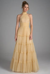 Elegant Tiered Tulle A-Line Maxi Evening Dress XF251369