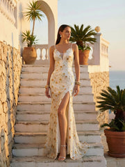 Lace-up Sequin Floral Cocktail Dress XF251366