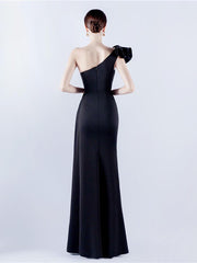 One Shoulder Flower Pleated Draped Prom Dress MYN1002