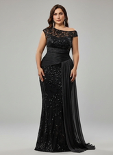 Fawn Plus Black Sequin One-Shoulder Dress