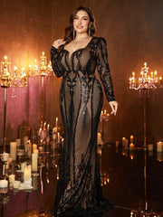 Ophelia Plus Glam Black Sequin Formal Dress