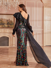 Vibrant Sequin Mermaid Ruffled Formal Dress SL30296