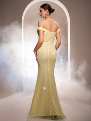 Off Shoulder Corset Sequin Prom Dress ST59102