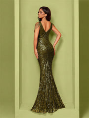 Green Sequin Chain Mermaid Cocktail Dress XF1019