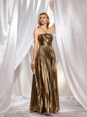 Pleated A-line Backless Prom Dress XF251197