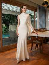 Draped Satin Backless Maxi Evening Dress XF251326