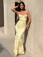 Floral Embroidered Spaghetti Mermaid Maxi Dress XF251327