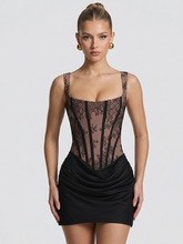 Lace Corset Draped Mini Party Dress XF251342