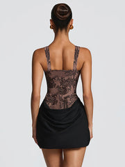 Lace Corset Draped Mini Party Dress XF251342