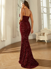 Spaghetti Backless Sequin Dress XJ1646